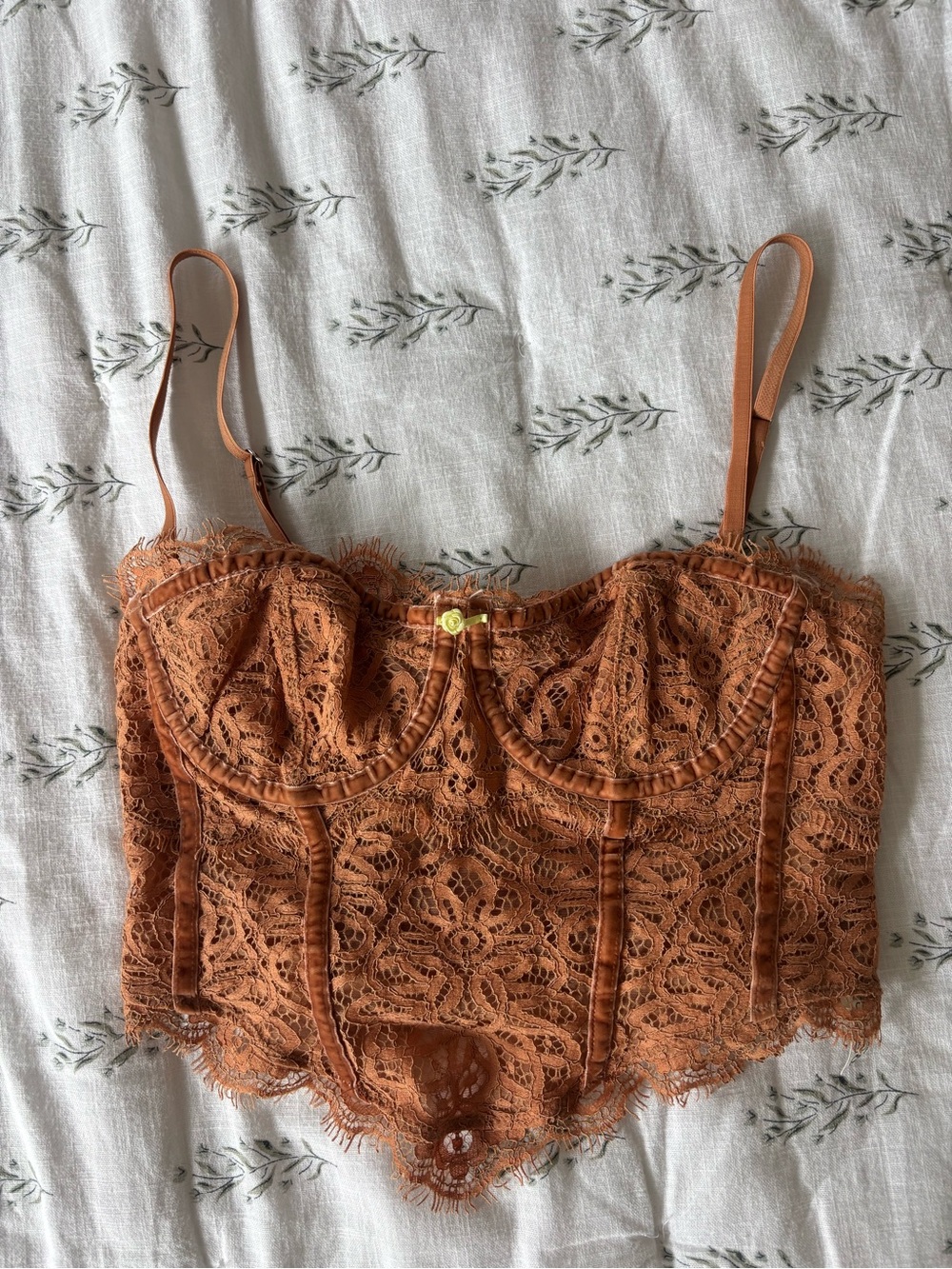 Free People Burnt Orange Lace Bustier Bralette